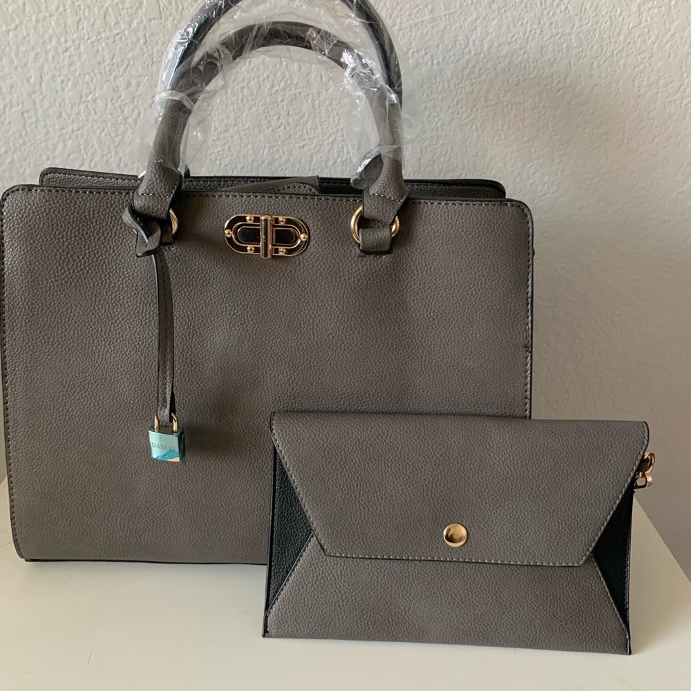 Dasein satchel purse with matching clutch